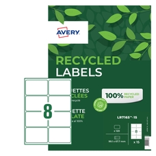 AVERY Recycled Quick PEEL Labels - 99.1x67.7mm - 8 Per Sheet - Pack of 15